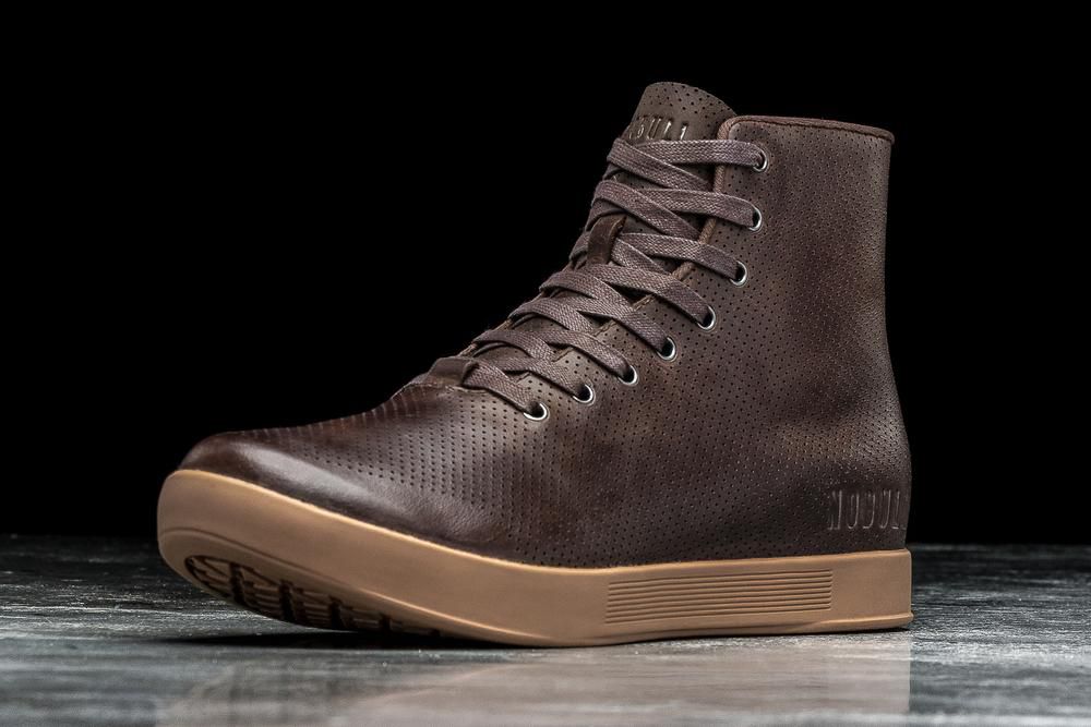 NOBULL High-Top Leather Uzun Spor Ayakkabı Bayan - Kahverengi - Turkiye (CVO-410583)